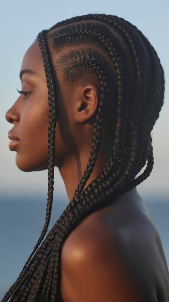 22. Side-Swept Cornrows