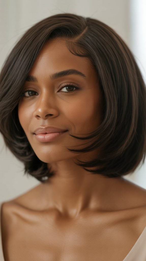 22. Feathered Bob with Side Part