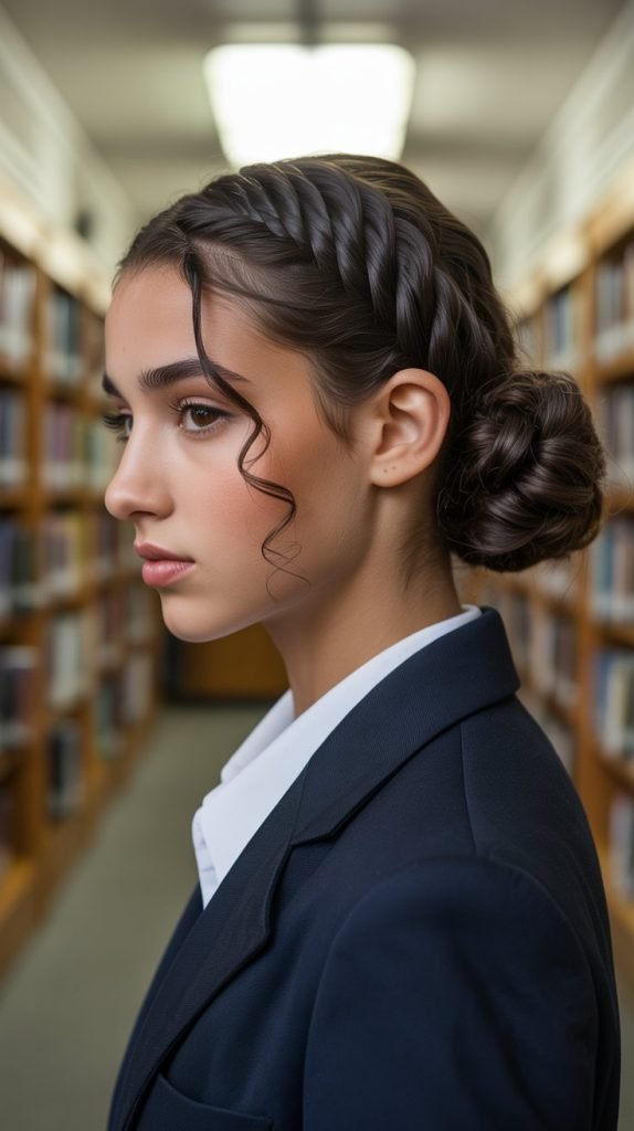  Twisted Low Bun with Side Part