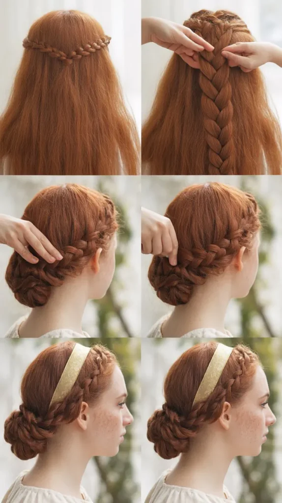 French Braid Into Low Bun
