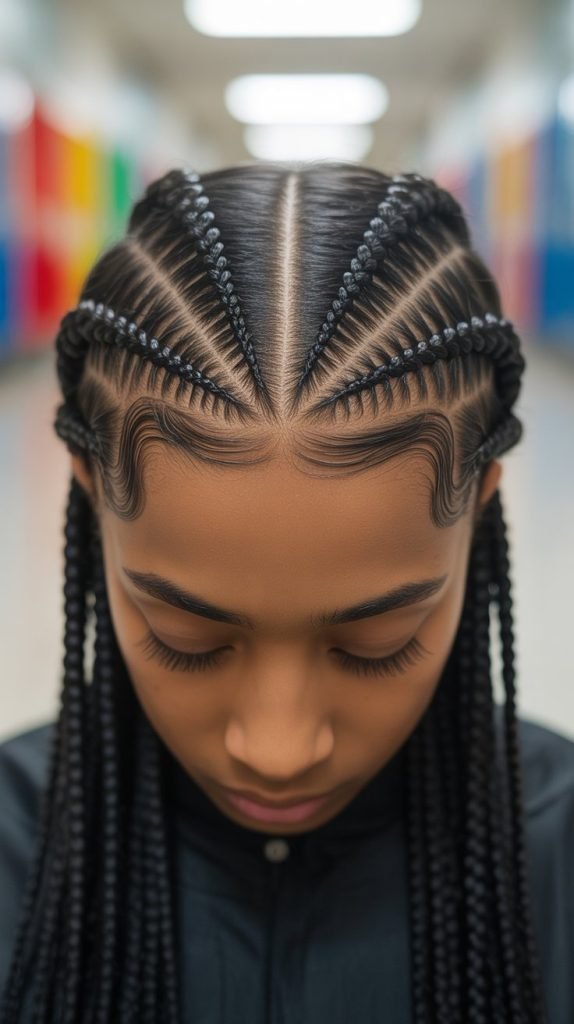 Slickback with Micro Braids at Hairline