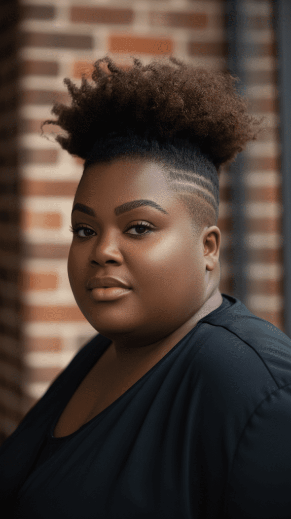 Rounded Curly Afro with Taper