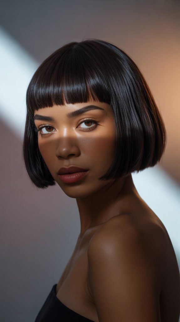 19. Blunt Cut with Straight-Across Bangs