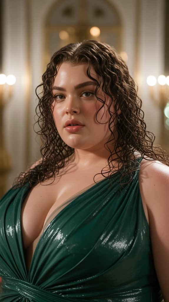 Curly Hair with Wet Look Styling