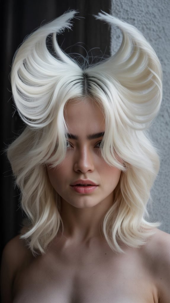 Butterfly Cut with Platinum Blonde Color