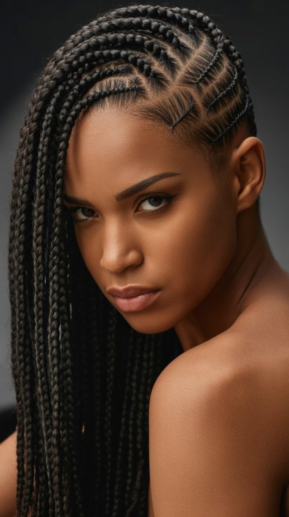 Micro Braids with Shaved Sides