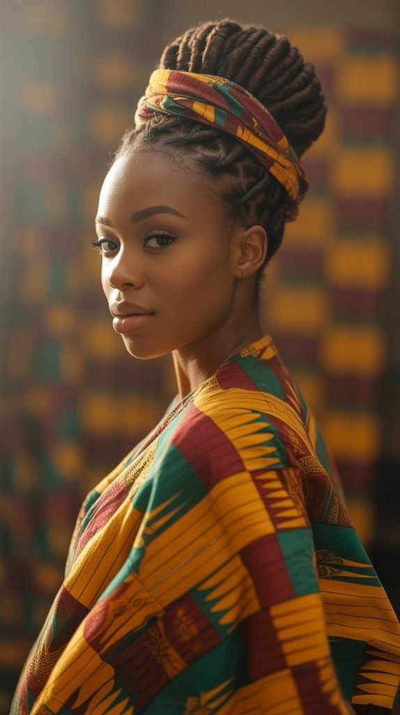 26. Wrapped Loc Updo with Fabric