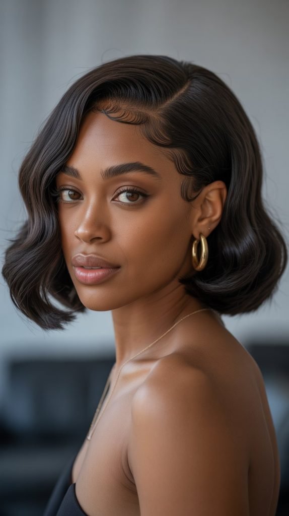 12. Chin-Length Bob with Deep Side Part