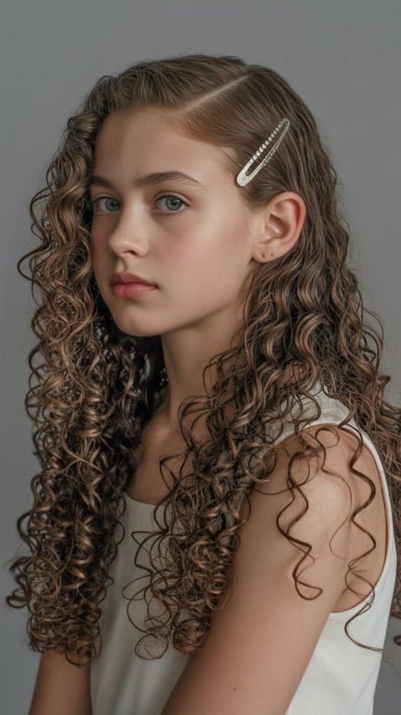 9. Spiral Curls with Deep Side Part