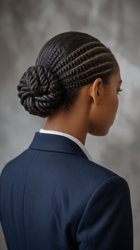 Slickback with Low Twisted Bun