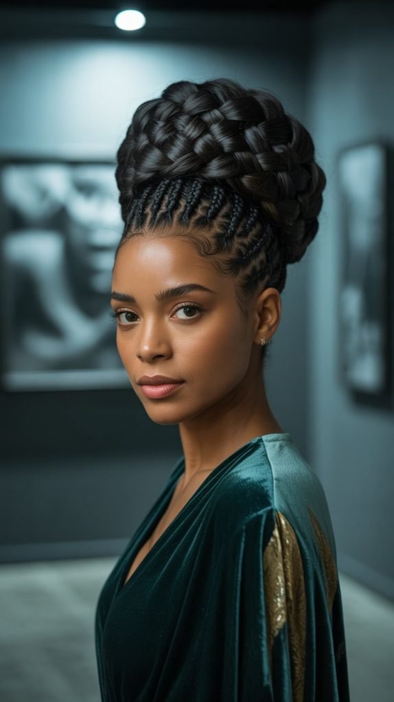 10. Basket Weave Loc Updo