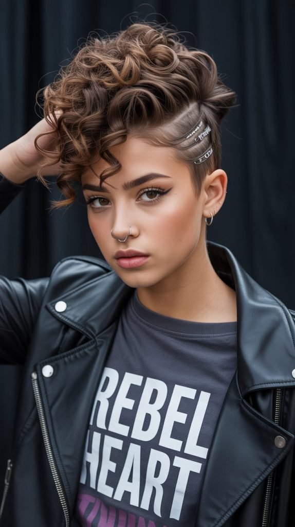 12. Voluminous Curly Mohawk Style