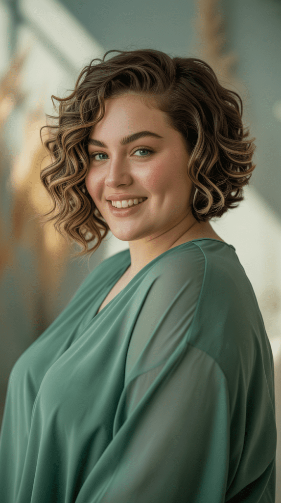 Asymmetrical Curly Bob