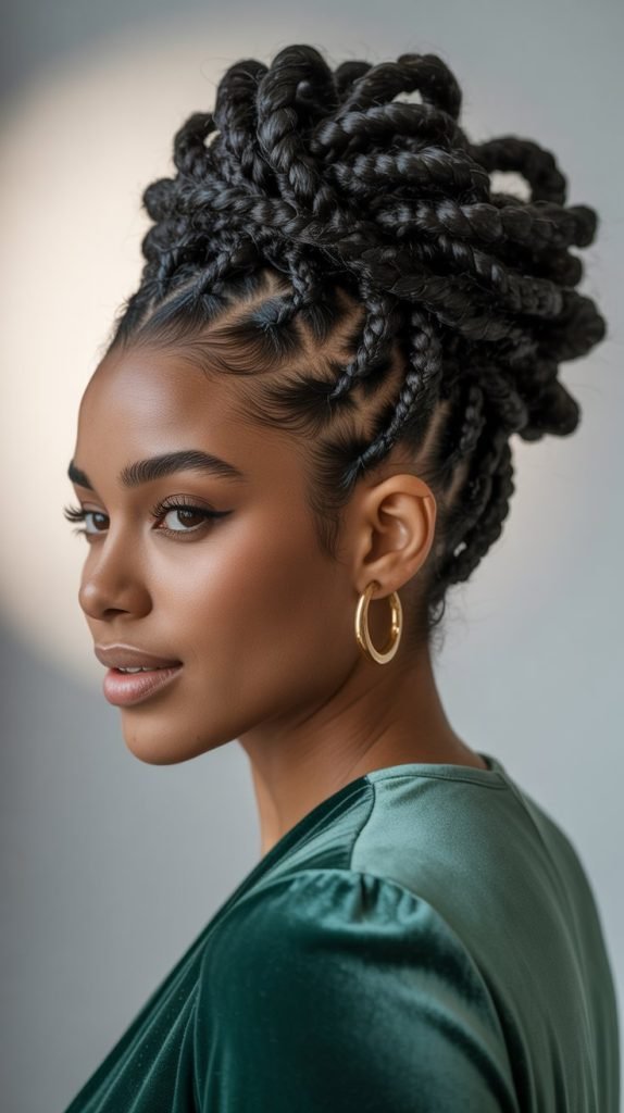 Braided Loc Updo with Weave