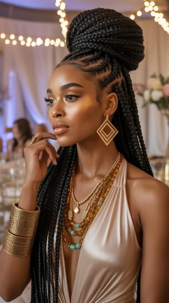 Ghana Braids into Bun