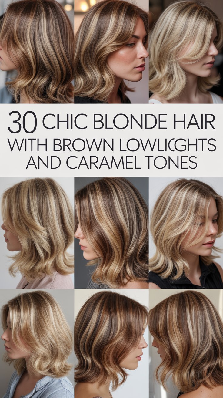 30 Chic Blonde Hair with Brown Lowlights and Caramel Tones
