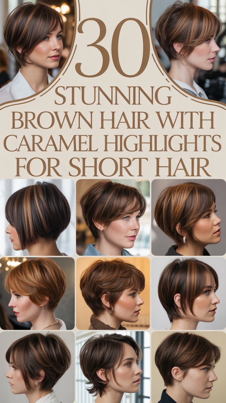 30 Stunning Brown Hair with Caramel Highlights for Short Hair