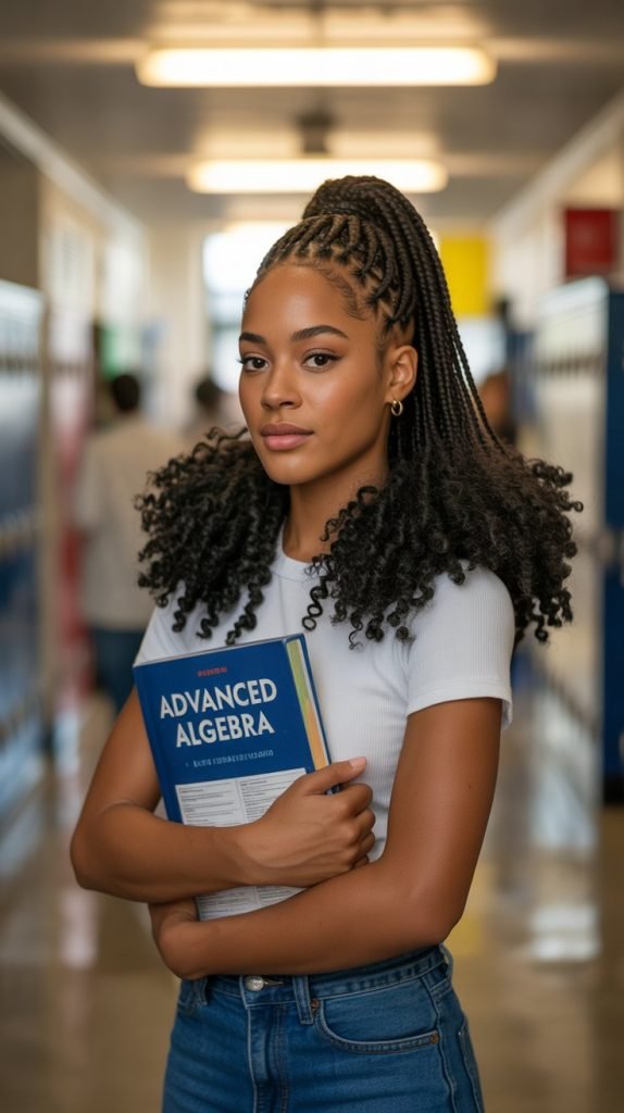  Braided Ponytail with Curly Ends