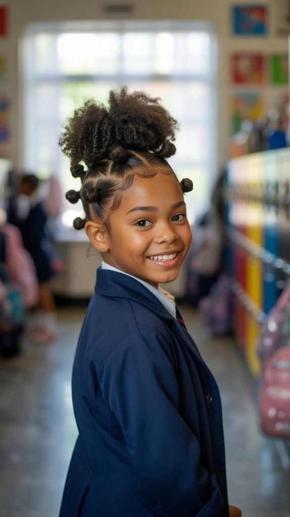 14. Bantu Knot Bun Hybrid