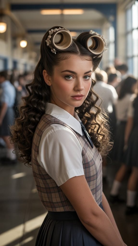 Victory Roll Curly Updo