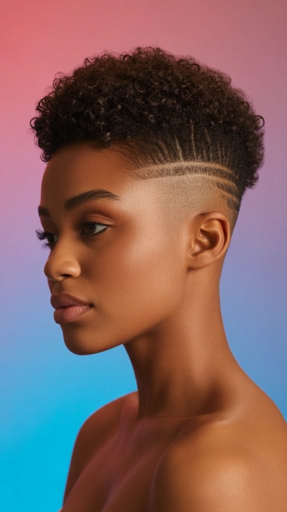 Curly Afro with Fade