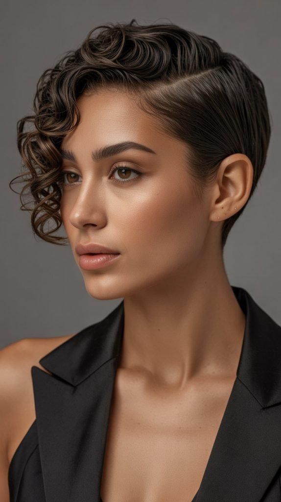 Curly Slicked Back Pixie
