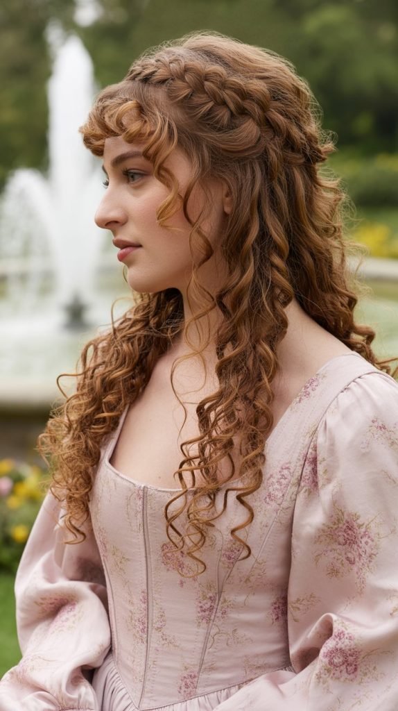  Curly Half-Crown Braid