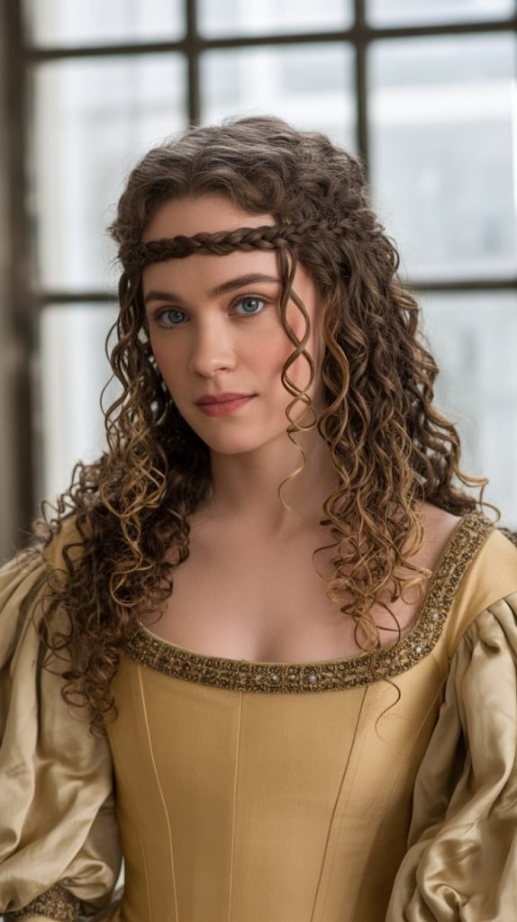 . The Forehead Braid with Loose Curls