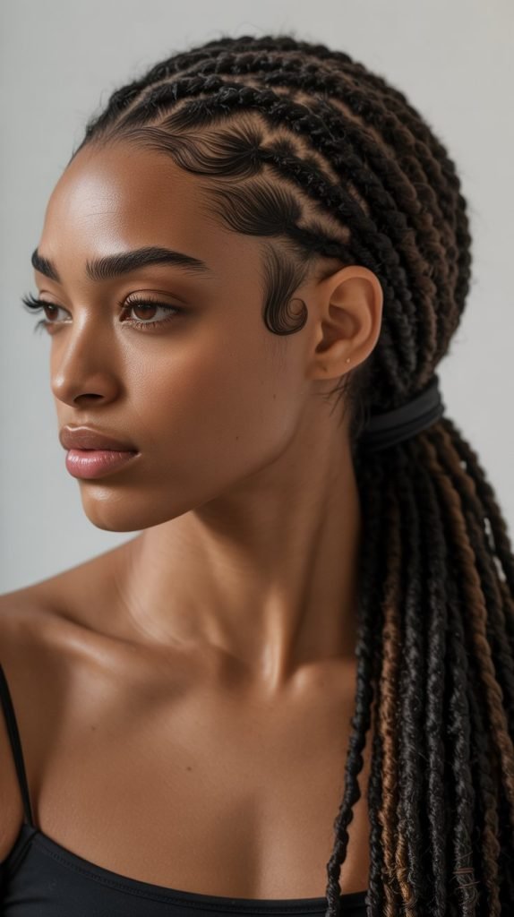 Loc Ponytail with Side Part