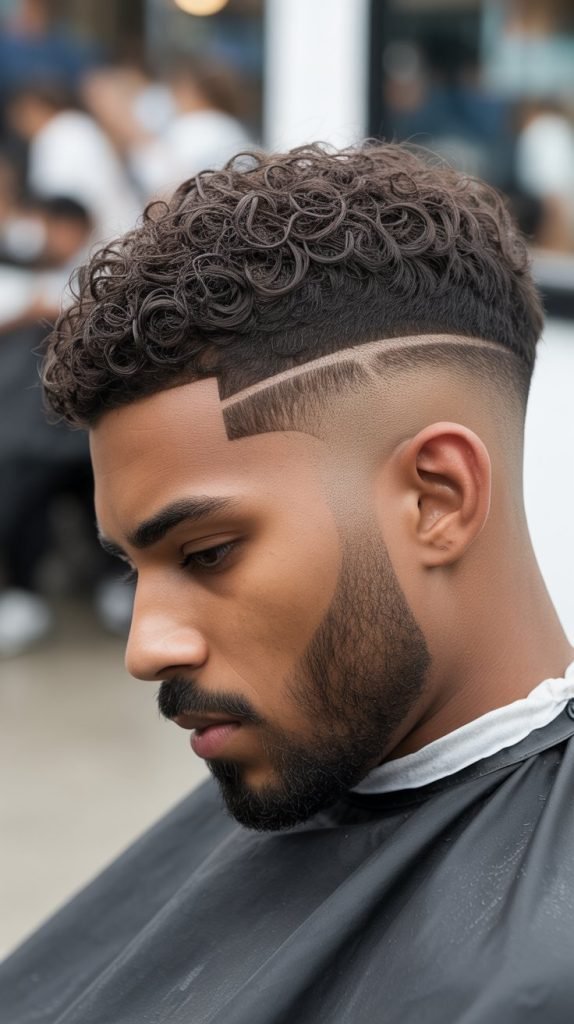 Angled Curly Fade