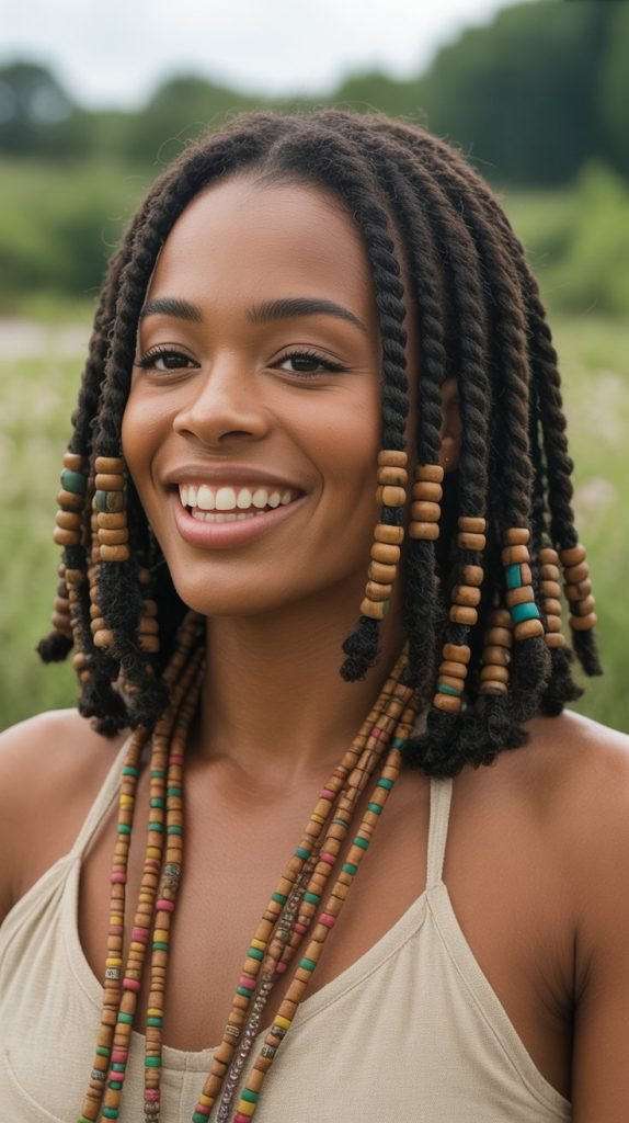 Accessorized Barrel Twist Locs with Beads