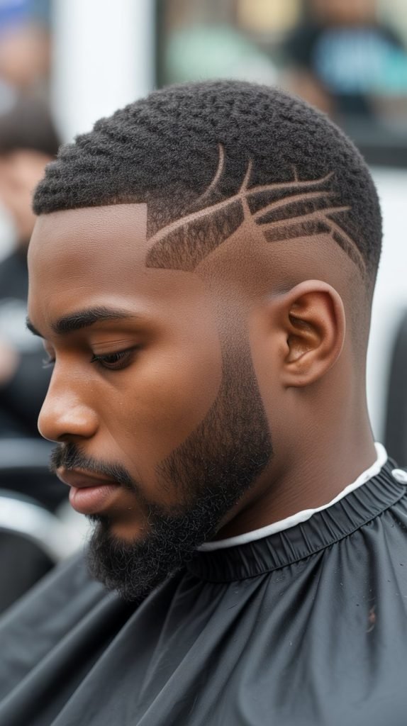 Faded Sideburns with Line Design