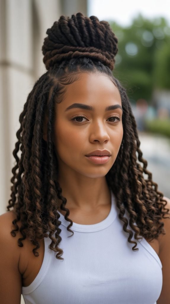 Half-Up Half-Down Loc Style