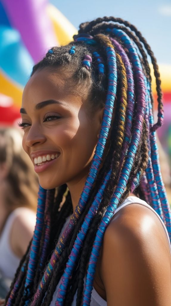 Wrapped Loc Ponytail with Color