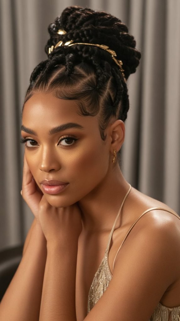 Loc Updo with Twisted Details