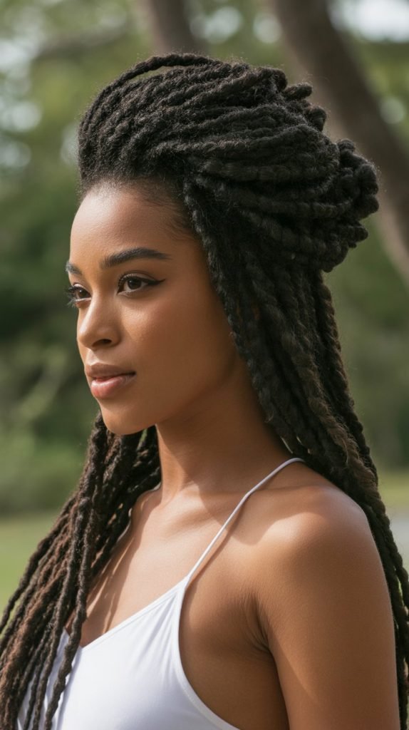 Loc Crown with Flowing Back