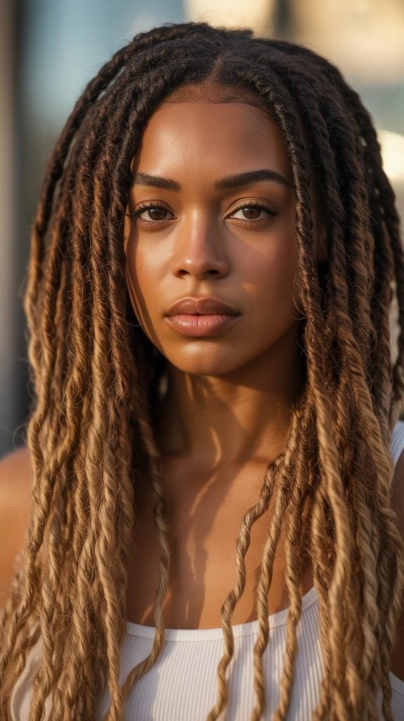 Ombre Loc Style with Weave Blend