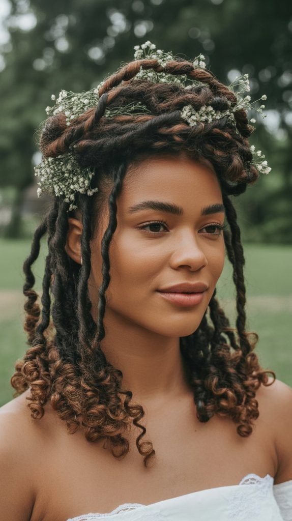 Twisted Crown with Hanging Locs