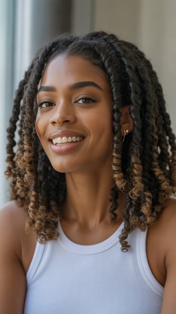  Curly-Ended Two-Strand Locs