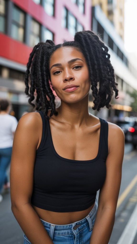 Loc Pigtails with Weave Volume