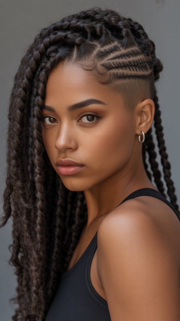 Barrel Twist Locs with Shaved Sides