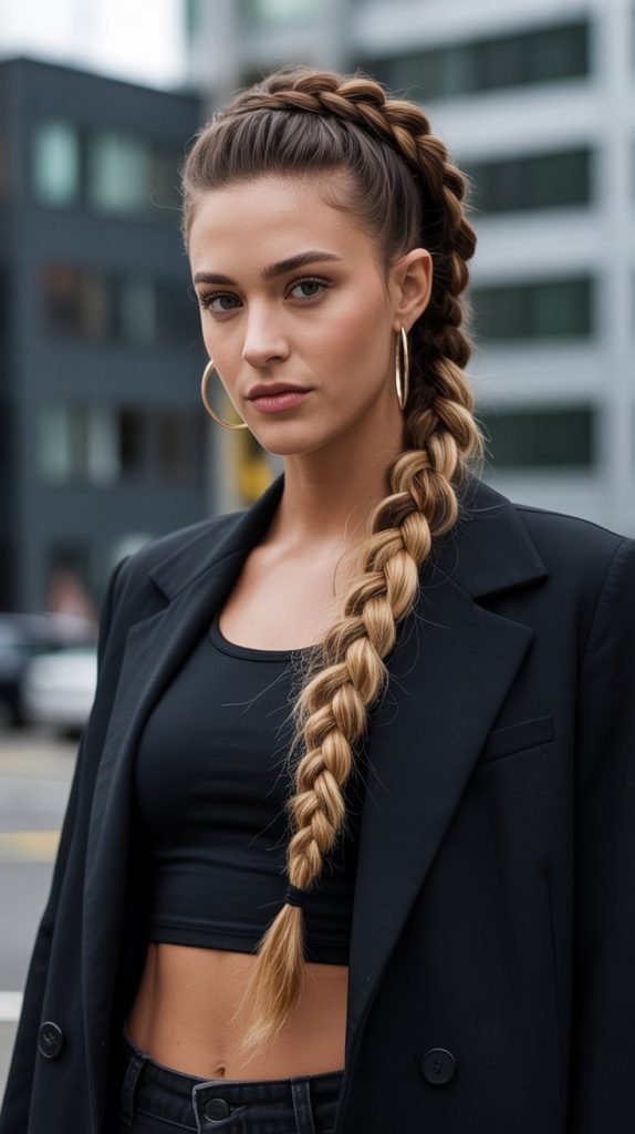 25. Half-Up Faux Hawk Braid