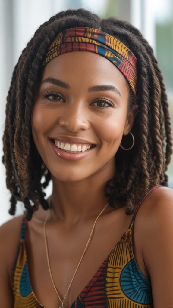 Barrel Twist Locs with Headband Accent