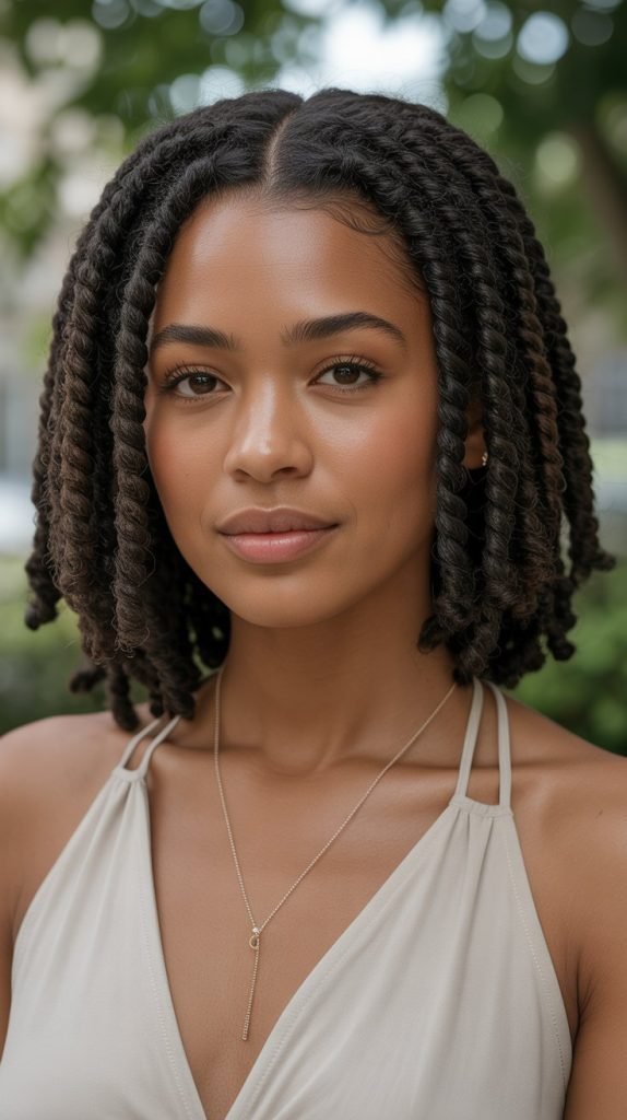 Barrel Twist Locs with Middle Part