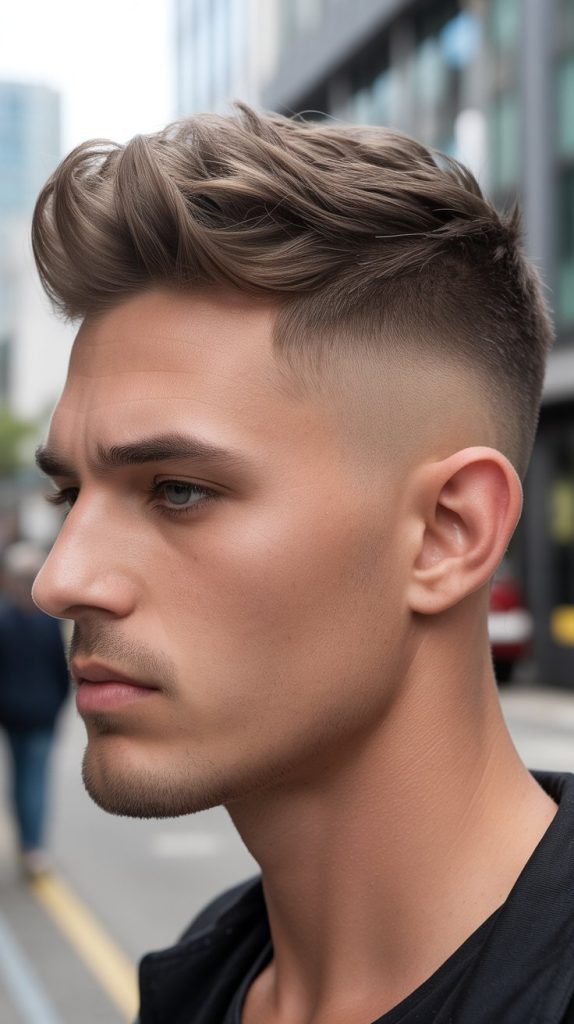 Short Textured Quiff with Skin Fade
