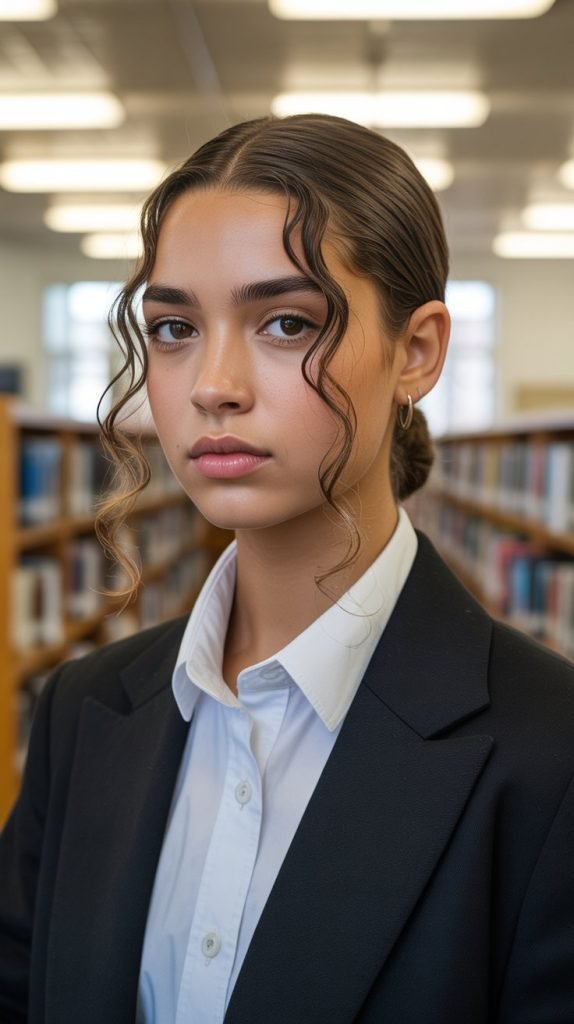 Slickback with Loose Curtain Bangs