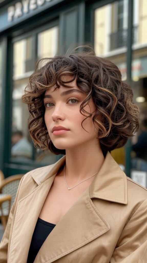  Curly Bob with Bangs