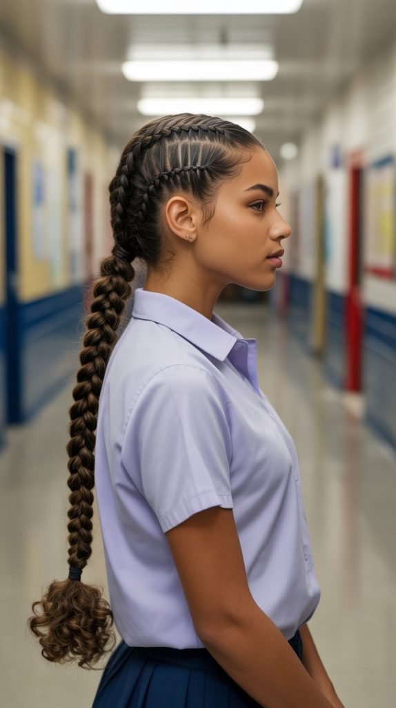 Protective Style Slickback with Braided Ponytail