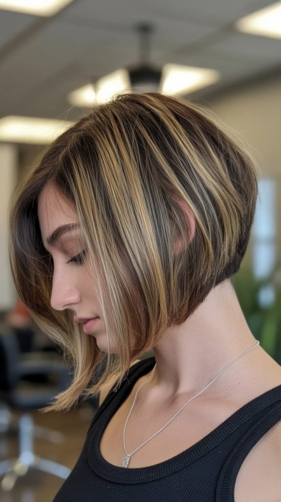 Graduated Angled Bob with Highlights