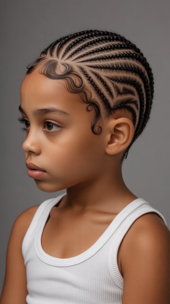 21. Asymmetrical Cornrow Design